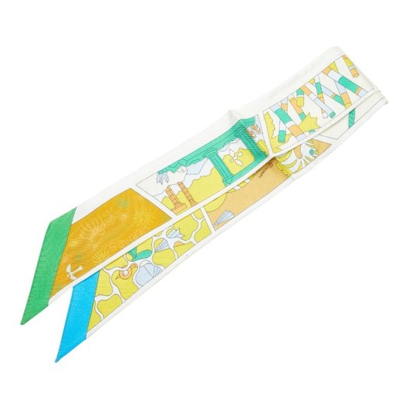Hermes Hermès Twilly Factory Suite Scarf, White/Multicolor, Women's - Picture 1 of 3